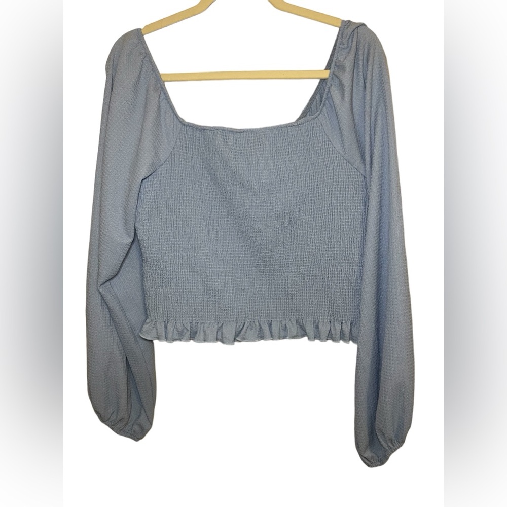 White Birch Bubble sleeve scrunched bodice top Size XL